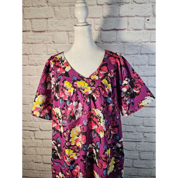 Anthony Richards Purple Floral Mumu Dress Size‎ XL New Lightweight Short Sleeve - Picture 4 of 11